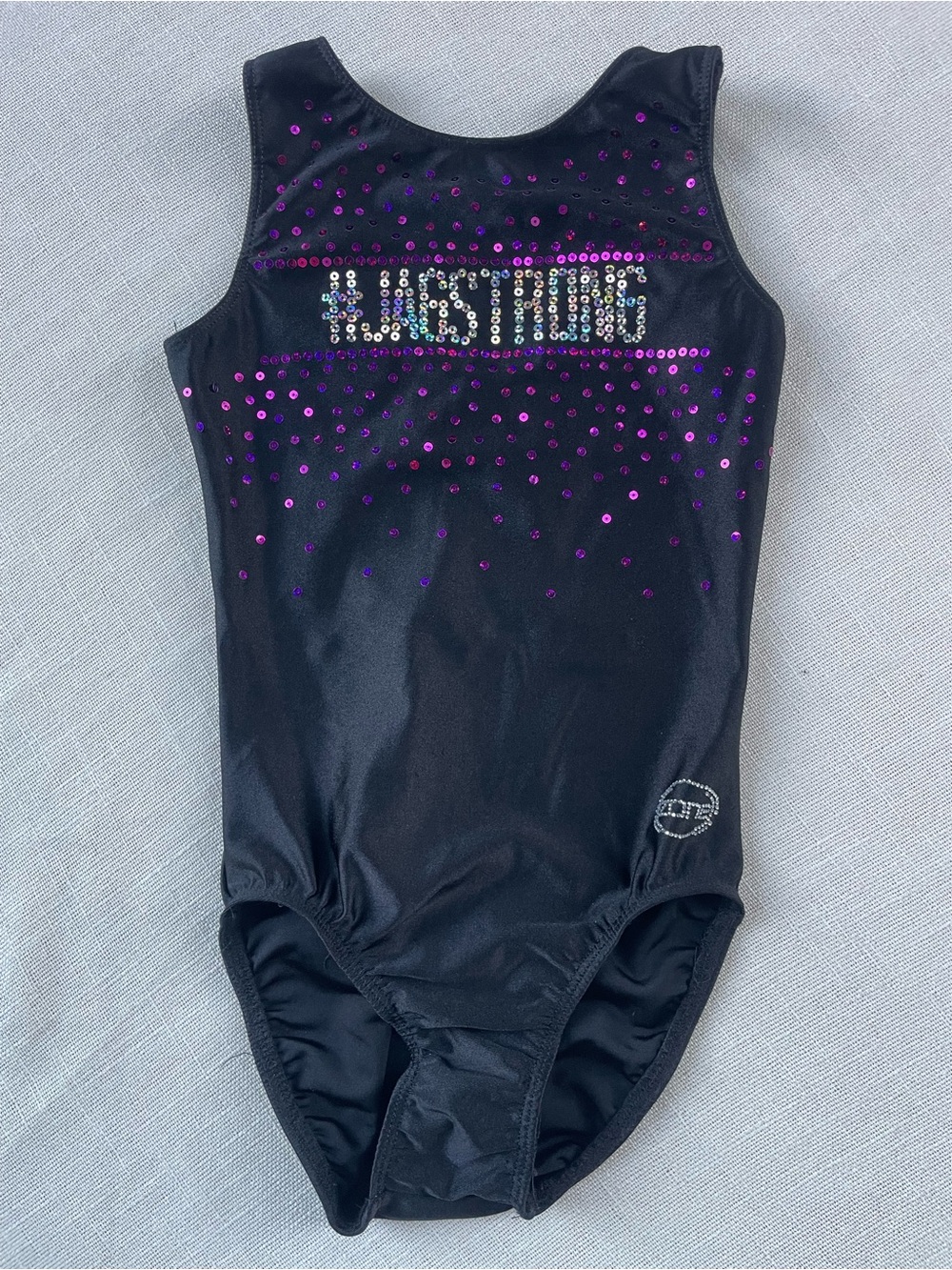 Black Gymnastics Leotard with Purple Sequin Accents